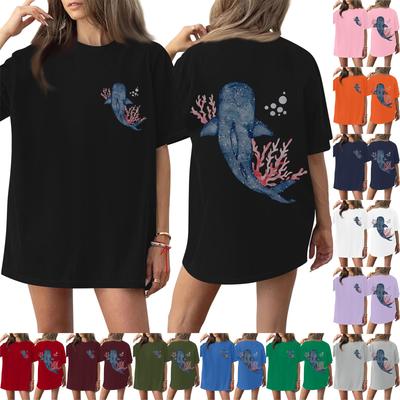 Dam T-shirt med tryck och rund hals och korta ärmar