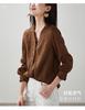 Women's 2026 Spring Fashion Versatile Commuter Shirt with Linen Mulberry Silk V-neck Long sleeved Shirt