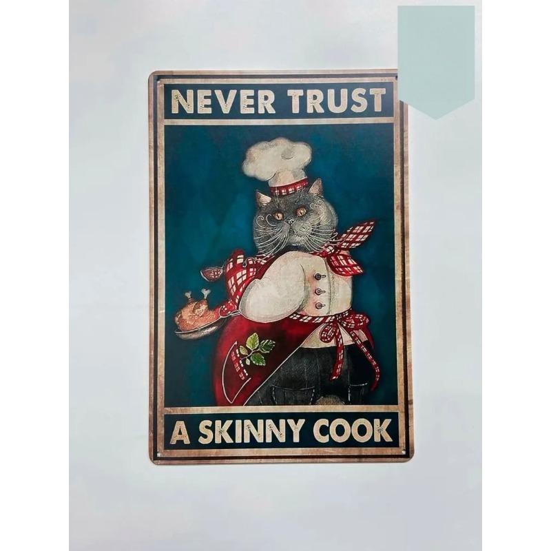 Cats in Garden Metal Sign, Decorative Wall Art Plaque