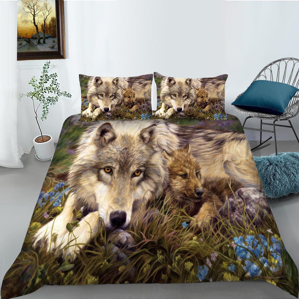 

3D Digital Printing Polyester Bedding Two Or Three Piece Wolf Series EU single 135*200
