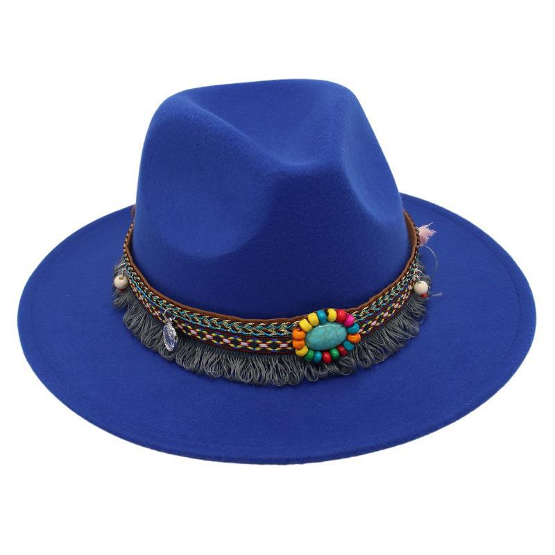 Ethnic Style Top Hat, Gem Decorated Jazz Hat, Men'S And Women'S Felt Hats, Mongolian Plush Hats, Fedora Hats Are Trendy