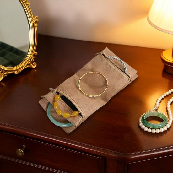 Jewelry Storage Bag Rings Earrings Bracelet Necklace Storage Pouch Foldable Zipper Closure Travel Jewelry Organizer