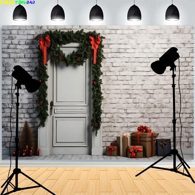 Merry Christmas Day Living Room Decoration Photography Backdrops Fireplace Winter Wedding Party New Years Photo Background XH-83