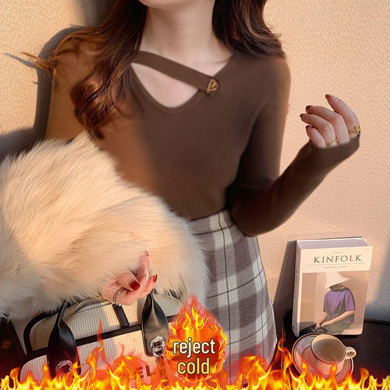 

Women s Double-Sided Velvet V-Neck Fleece Base Layer, New Autumn/Winter Long-Sleeve Top, Available in Single or Two-Piece. 3XL