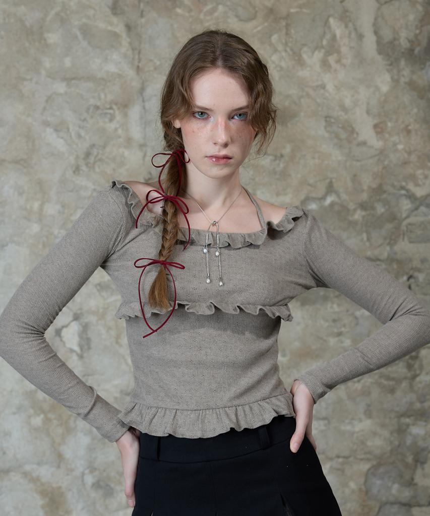 LARTIGENT L13 Frill Halter Sleeve(Brown)