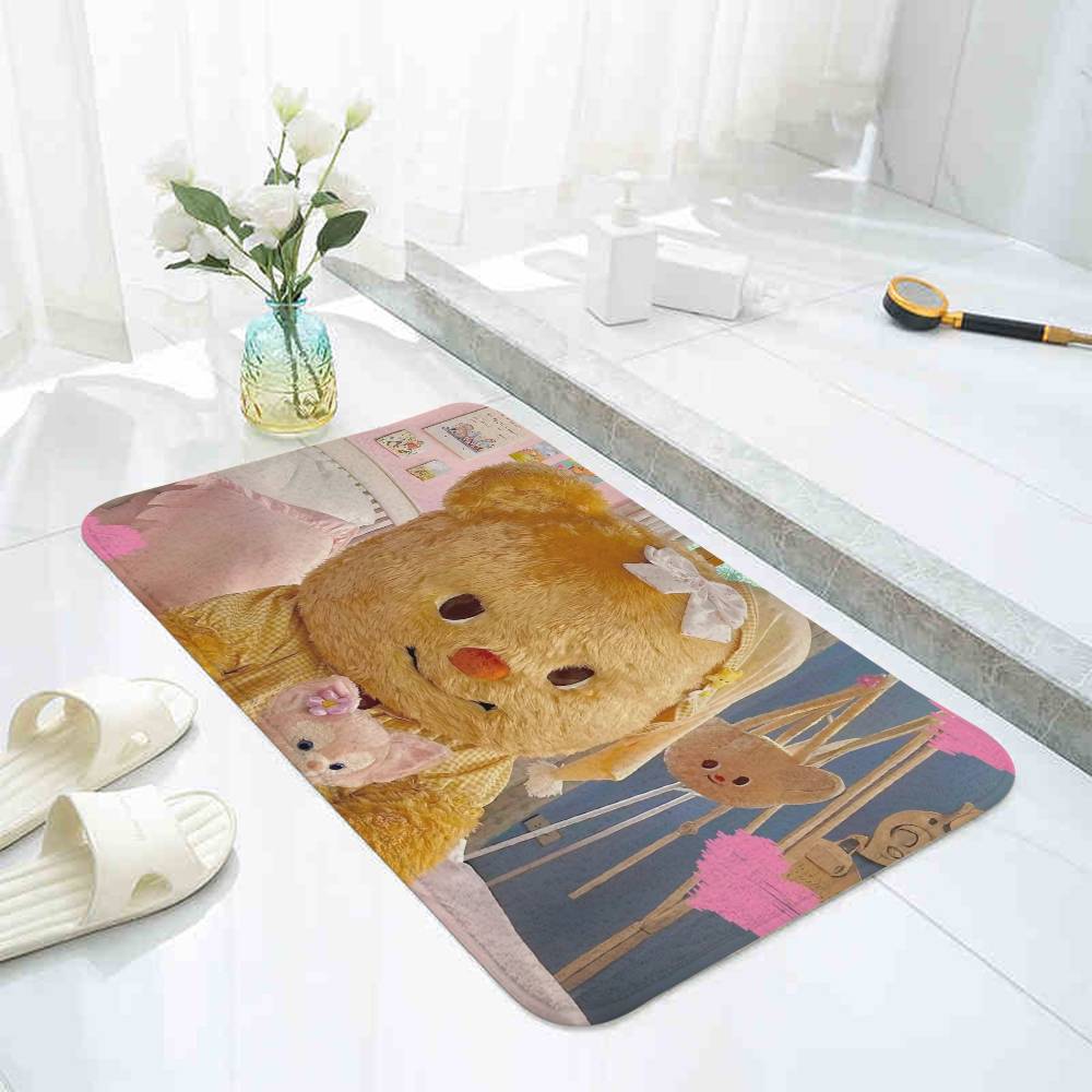 Cute B-Butterbear Floor Mat Pattern Printed Flannel Door Mat, Suitable For Bathroom, Living Room, Home Decoration