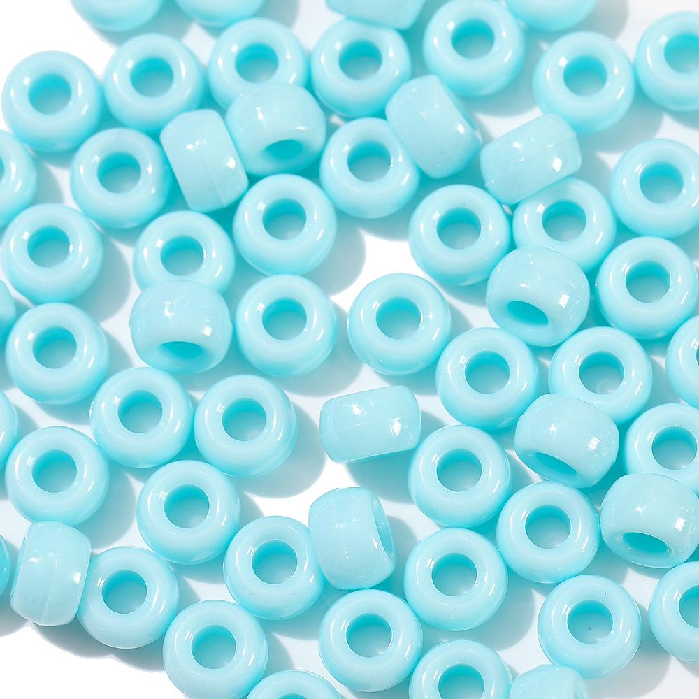 TX40 100Pcs 9mm Colors Minimalist Multicolor Rotundity Acrylic Big Hole Spacer Beads DIY Craft Kid Necklace Bracelets Accessory