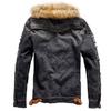 Men's Autumn Winter Pocket Button Rinsing Flick Denim Hooded Jacket Top Coat