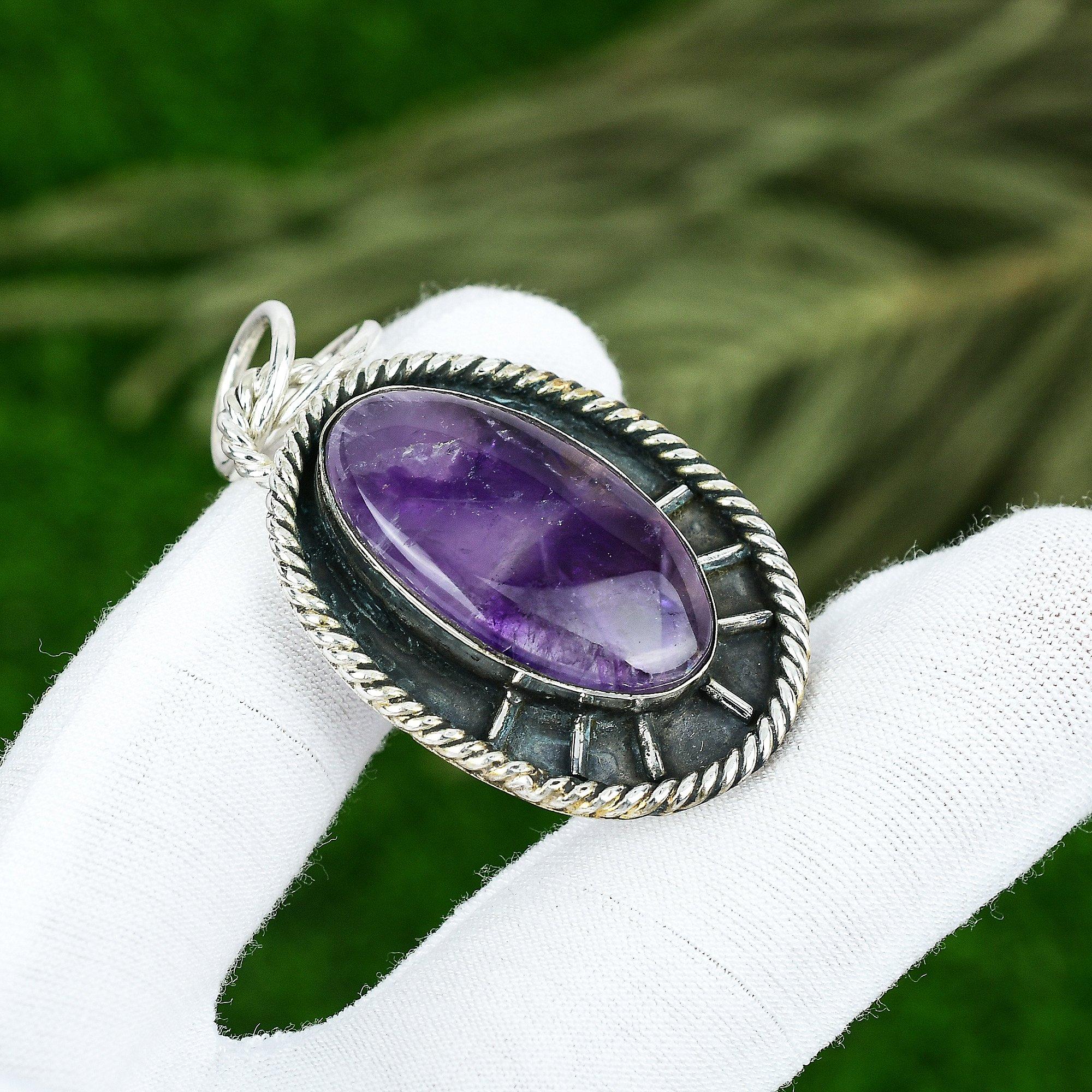 

Star Amethyst Gemstone 925 Sterling Silver February Birth New Pendant Jewelry