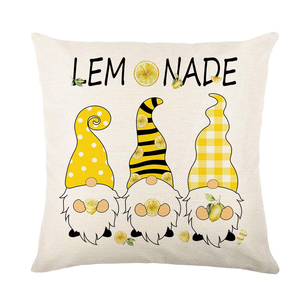 New Spring and Summer Pillow Cases Linen Yellow Lemon Truck Print Home Pillow Cushion Combination