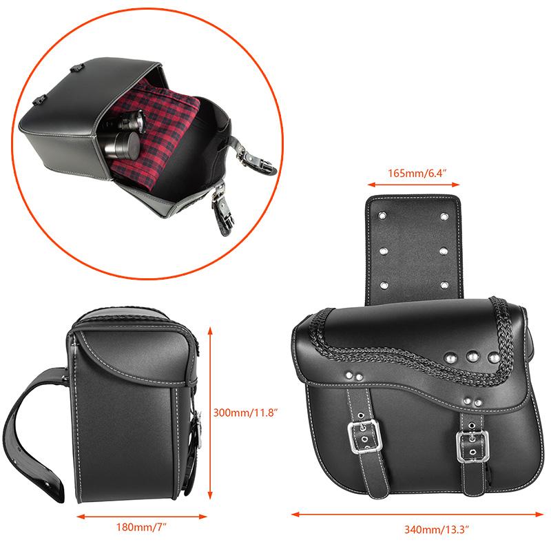 A Pair of Motorcycle Saddlebags Synthetic PU Leather Side Bags Tool Storage Bag Universal Fit For Honda/Suzuki/Kawasaki/Yamaha