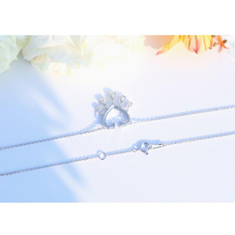 Necklace Platinum Heart Shaped Diamond Clavicle Chain Real Diamond Gold Pendant Women