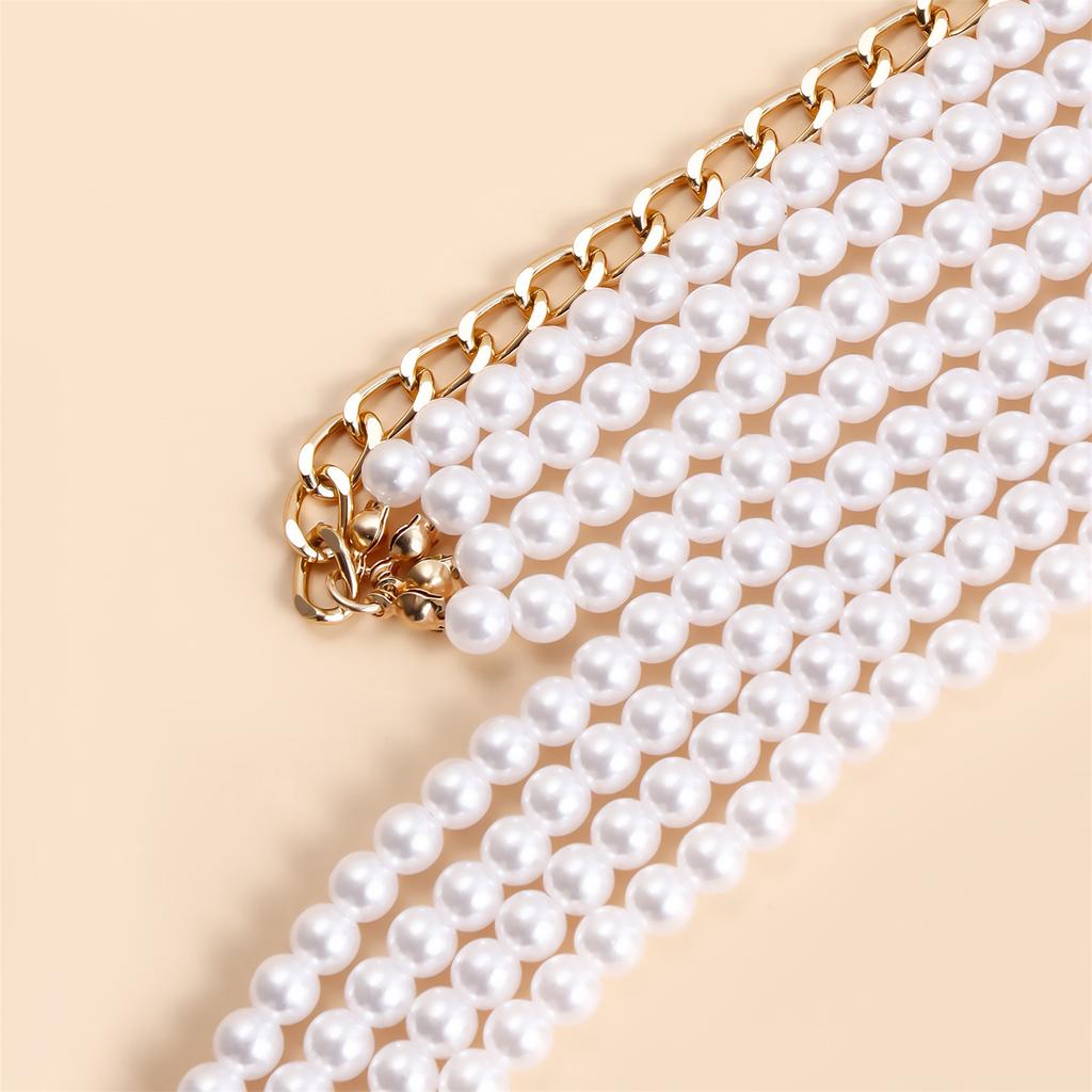 Blingbling Waist Belt Stylish Multilayer Pearls Waist Chain Belt Elaborate Chain Belly Chain for Belly Dance Waist Chain