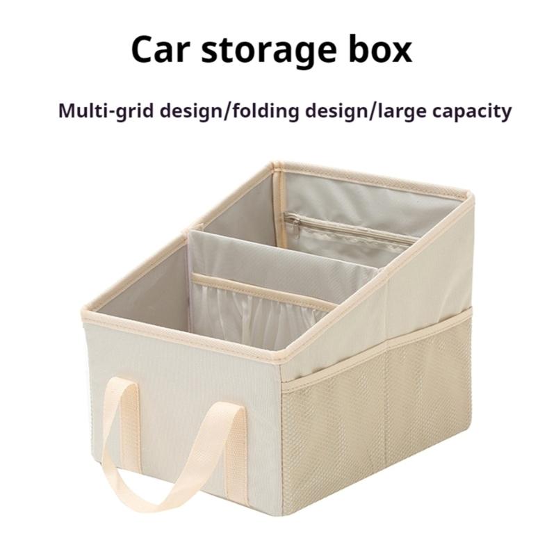 Flexible Oxford Fabric Car Organizers Storage Box With Handle for Tools Groceries Convenient Transport Neat Inner Spaces