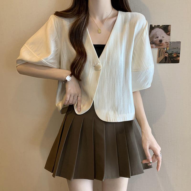 Plus-Size Women s French-Style V-Neck Short-Sleeve Chiffon Blouse 4XL