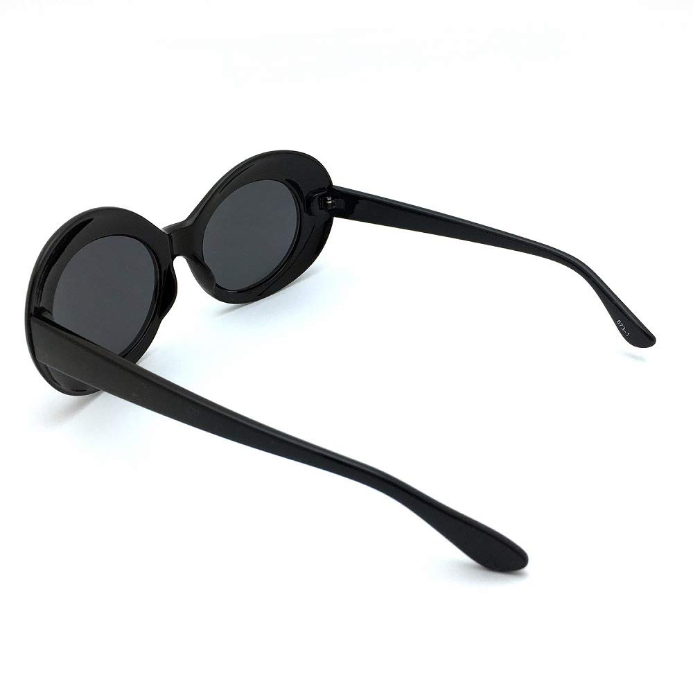 [Glasses Glasses Glasses] Designed for Japanese People Grunge Round Sunglasses, Oval, Large, Big Frame, Black 673-bksm