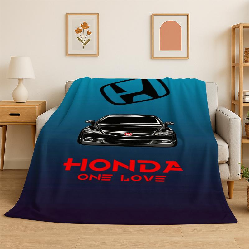 

H-Honda HRC Racing Car Moto Sign Flannel Blanket Soft Warm Throw Blanket for Bedroom Living Room Bed Travel Camping Picnic Kid 75x90cm