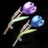 Mode Dame Tulpe Brosche Strass Dekor Blume Pin Elegante Anzug Breastpin