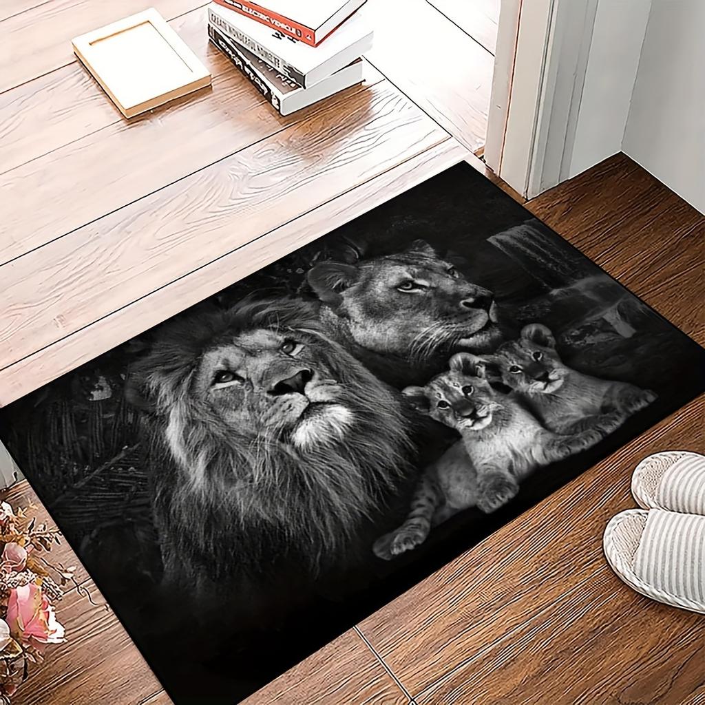 1Pcs Lion Print Rug Animal Pattern Carpet Non-slip And Hand Washable Floor Mat For Living Room Bedroom Home Decor Room Indoor Decor