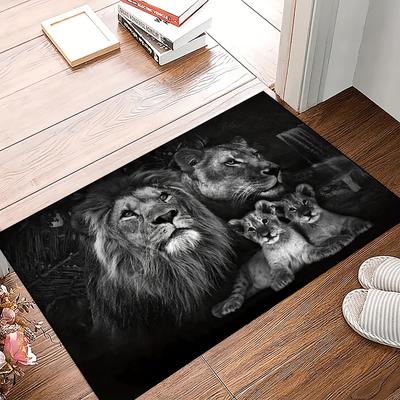 1Pcs Lion Print Rug Animal Pattern Carpet Non-slip And Hand Washable Floor Mat For Living Room Bedroom Home Decor Room Indoor Decor