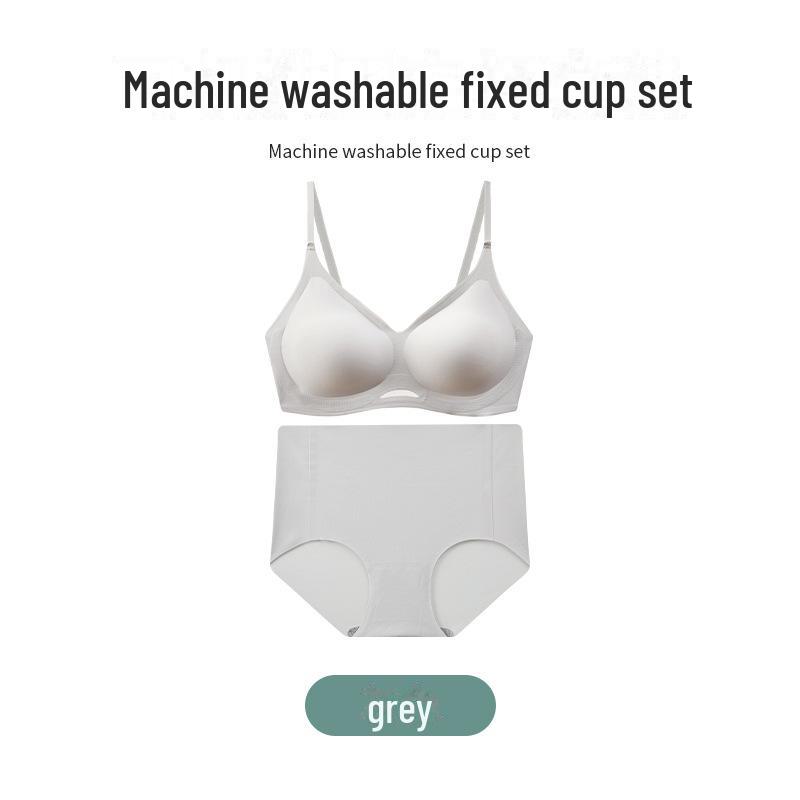 Nude Seamless Women's Underwear Set: Soft Support, No Steel Ring, Fixed Cup Sleeping Bra