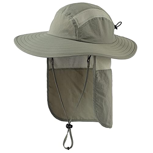 Premium Polyester Bucket Hat Outdoor UPF 50+ Sun Hat Wide Brim Mesh Fishing Hat With Neck Flap Quick Drying