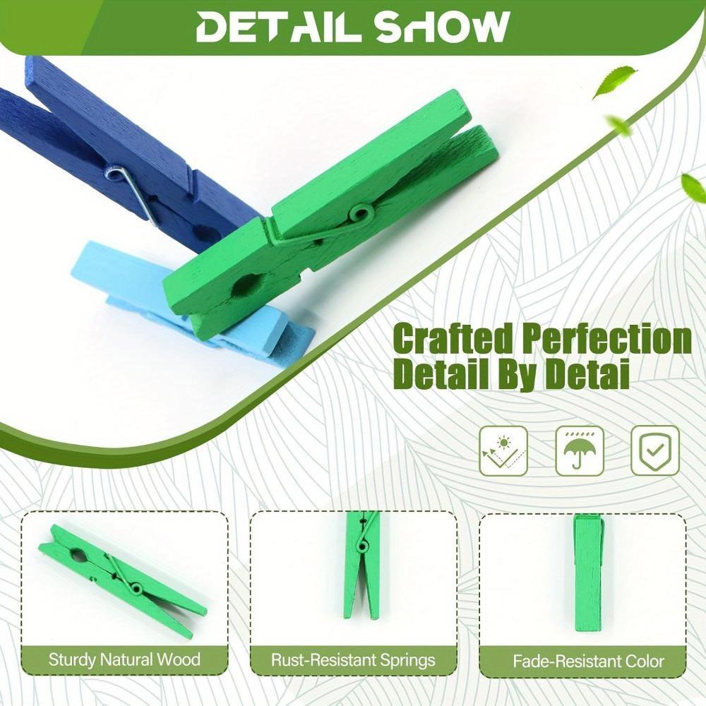 100 Pcs Colored Clothes Pins Wooden, Colored Clothespins for Crafts Clothing Pins for Hanging, Pictures, Classroom, Laundry, Colorful