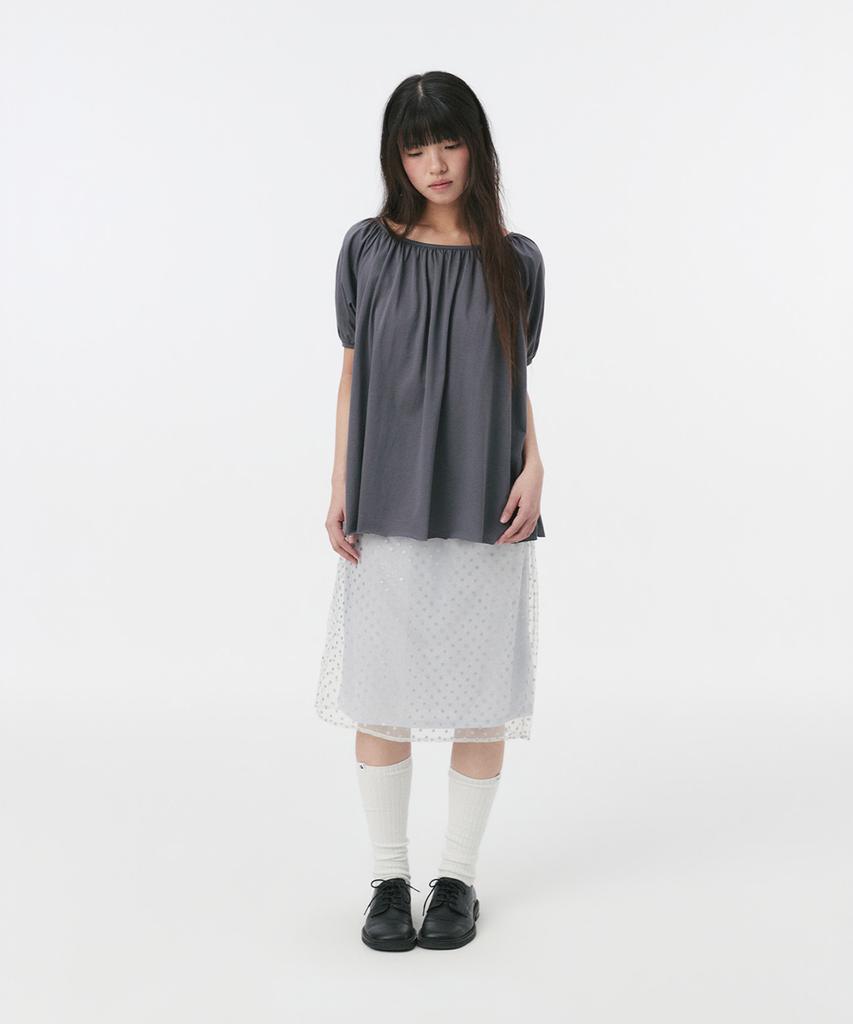 Ohesio Sheer Dot Midi Skirt, Cream