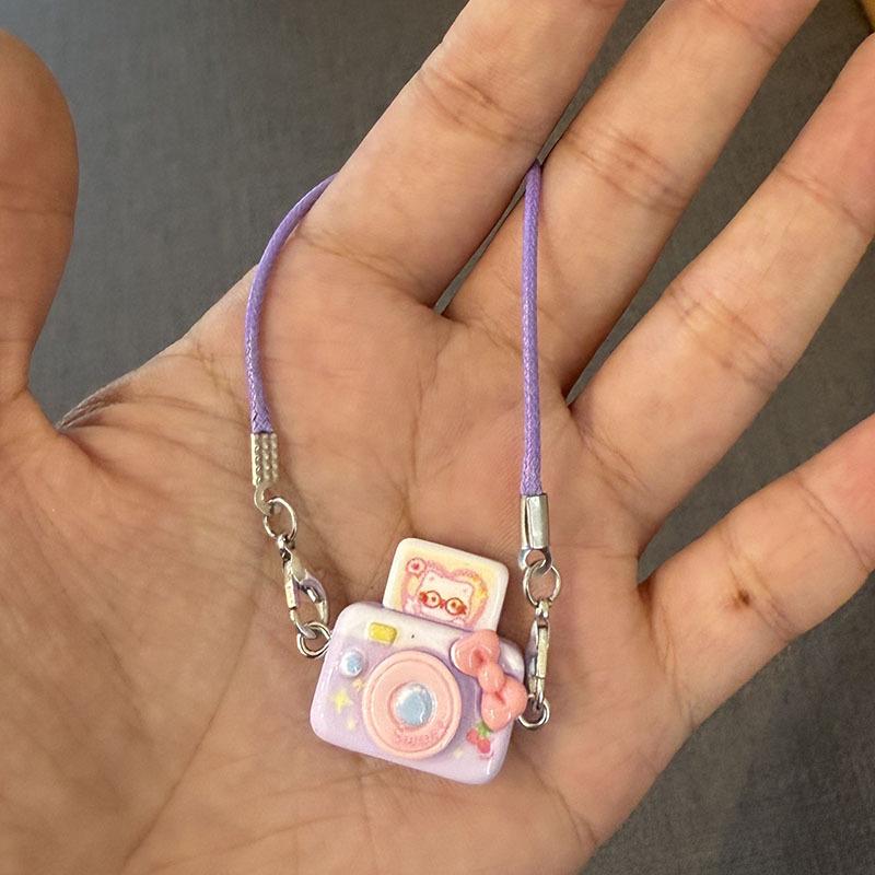 Cute Meow Camera Cartoon Student Keychain Lanyard Pendant