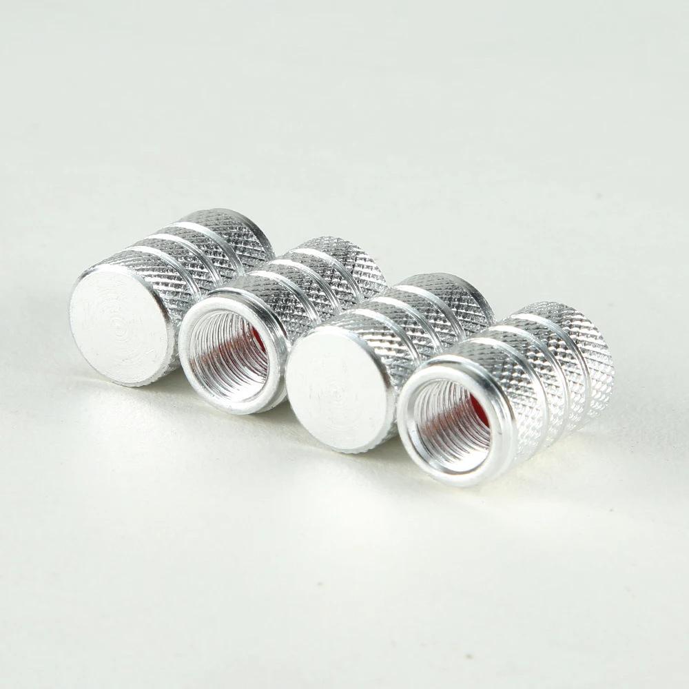 

4 шт. Серебристые колпачки штоков клапанов автомобильных шин, колпачки клапанов шин в стиле накатки, алюминиевые колпачки штоков колес шин, колпачки воздушных клапанов