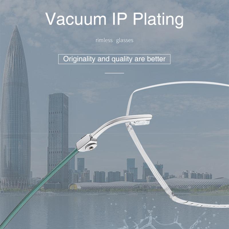 VICKY New Ultra-light Titanium Reading Optical Lenses Frame Women Simple Rimless Myopia Customized Prescription Glasses Men 6021