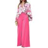 Casual Two Piece Sets Women Loose Casual Print Shirts Top Wide Leg Pants Two-piece Set