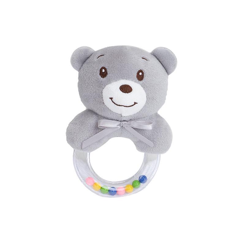 BBSKY Baby Plush Animal Rattle Toy with Colorful Beads and Round Handle
