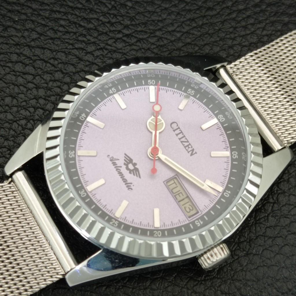 VINTAGE REFURBISHED CITIZEN AUTOMATIC JAPAN MENS PURPLE DIAL WATCH a446761-1