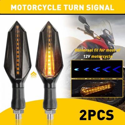 2pcs Motorcycle LED Turn Signals Lamp Sequential Flowing Lights Indicator Amber