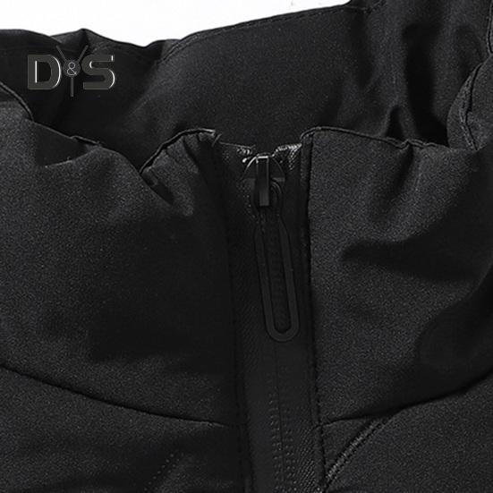 Men Vest Coat Stand Collar Sleeveless Zipper Closure Winter Vest Outwear with Pockets Solid Color Thickened Padding Cotton Coat