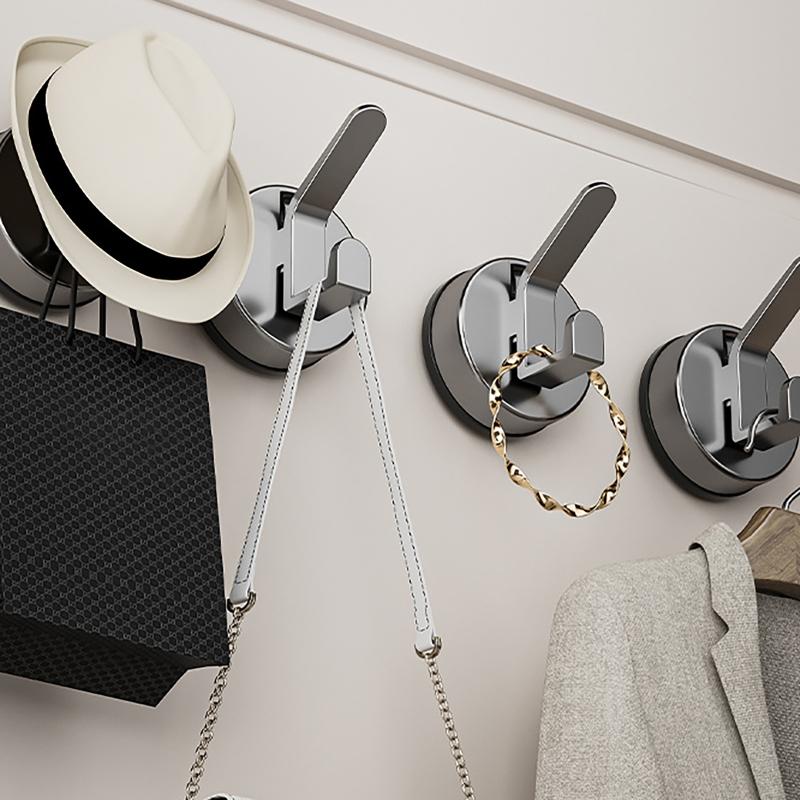 3pcs Strong Suction Cup Hook Not Drill & Rustproof Wall Hook Easy Installs Suction Hook Hangers for Bathroom & Kitchen