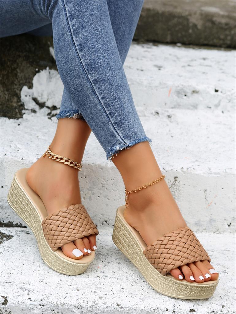 Summer round toe casual and comfortable fish mouth wedge platform shoes solid color fashion sexy women's sandals