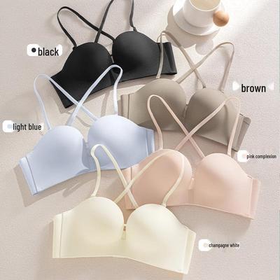 Seamless Push-Up Strapless Bra for Women with Small Chest - Sexy Cross Back, Wireless Side Support
