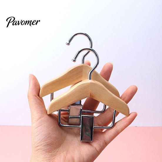 Decorative Pet Clothing Hanger Wood Clothes with Metal Clip, Non-Slip Mini Hanger, Small Garment Rack Accessories Simple Style Stand for Apparel