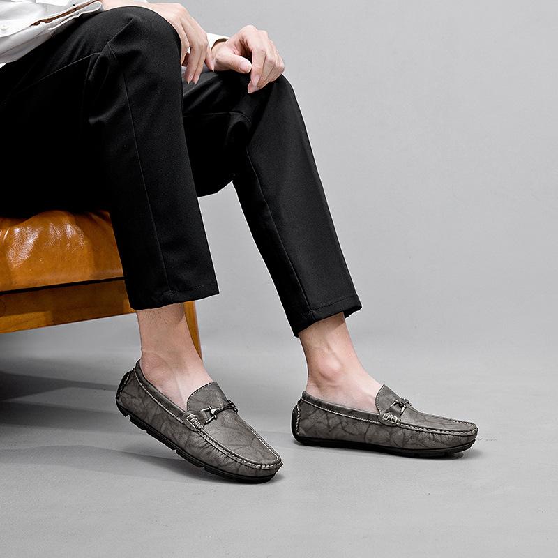 866 Men'S Shoes Doudou Shoes One-Pedal Flat-Soled Handmade Leather Shoes Spring And Summer Low-Top Feet Cowhide Surface Single Shoes