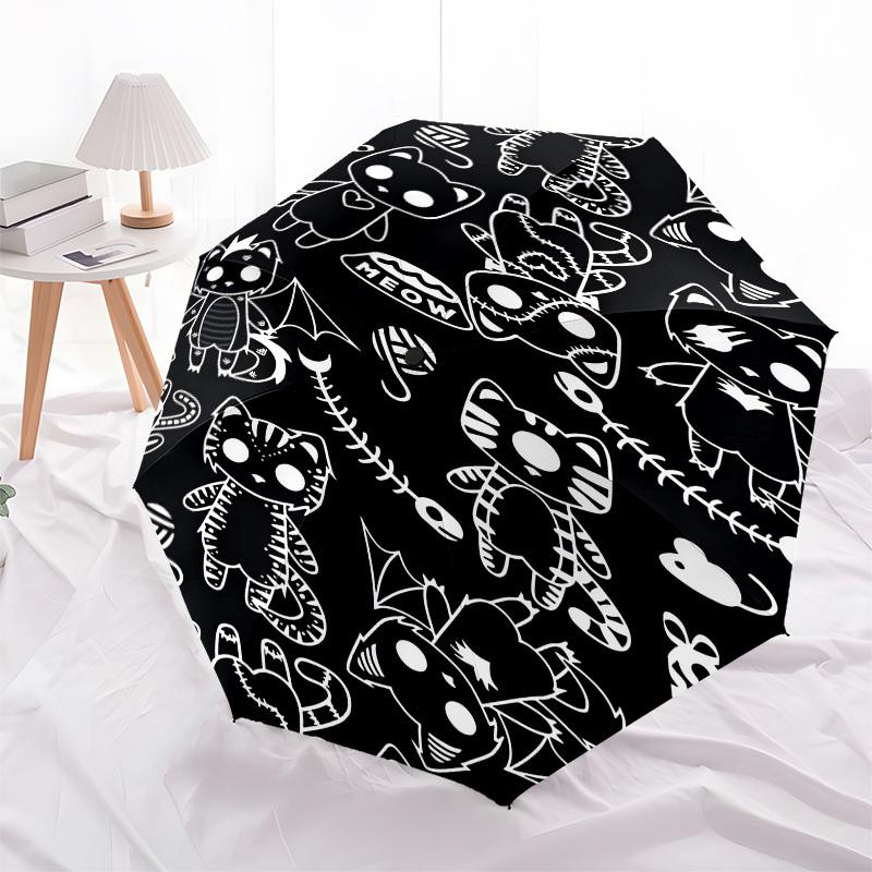 1pc Cats Halloween Pattern Umbrella with Plastic Handle,Suitable for All Seasons UmbrellaPT560