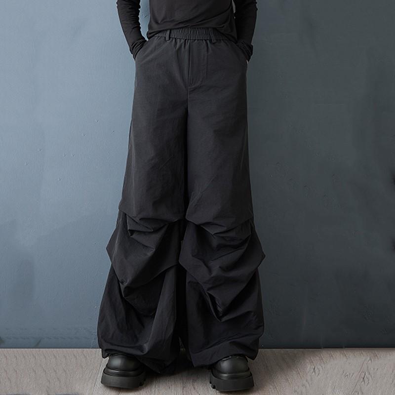 

Черные Большого размера Винтажные с высокой талией Повседневные свободные Длинные весенне-осенние брюки с широкими штанинами Женские брюки