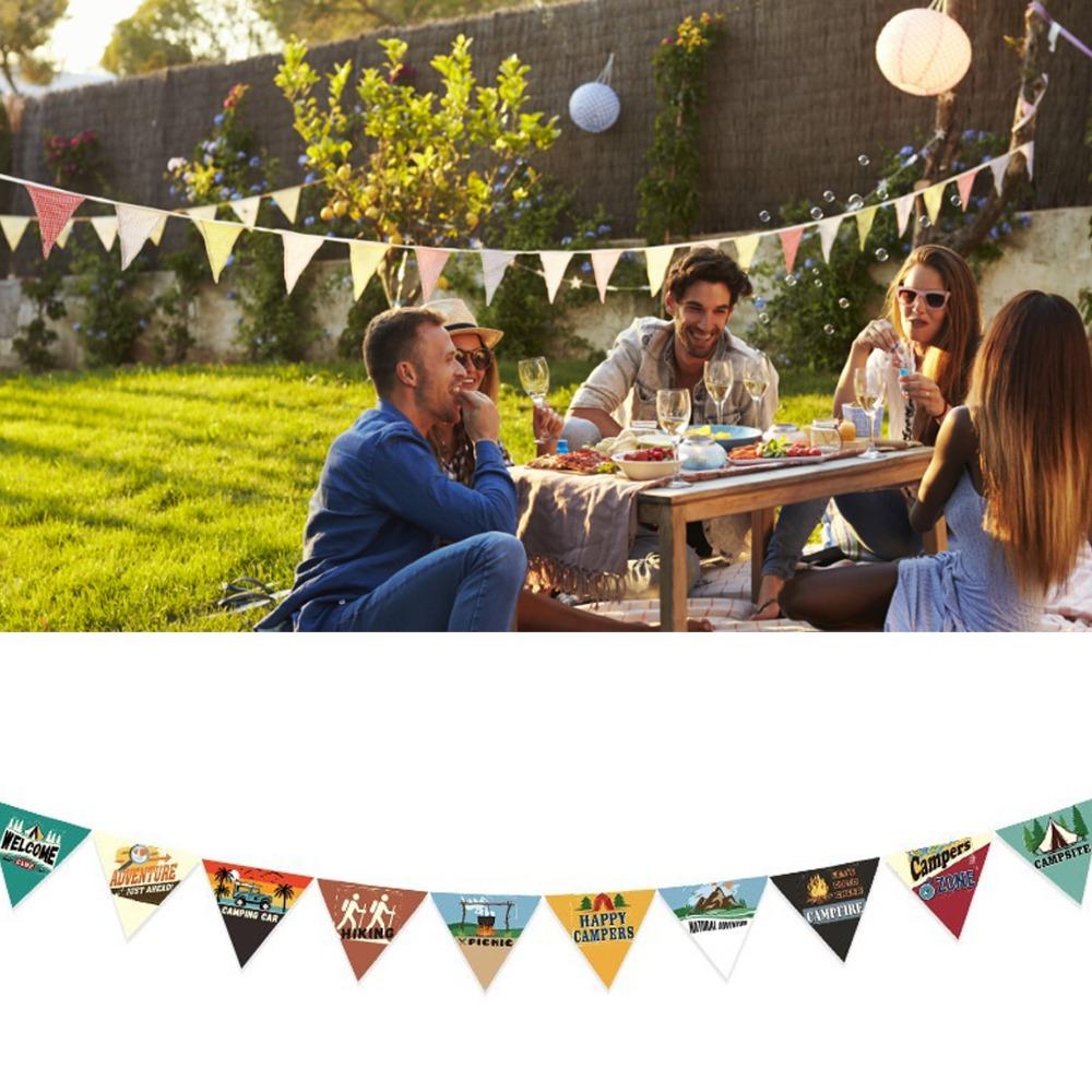 10Pcs/Set 10 Pieces Set Camping String Flag 3 Meter Pennant Decor Pennant Banner  Outdoor Events