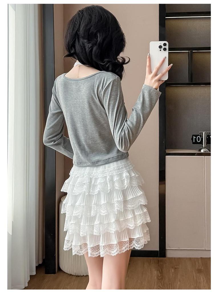 Korean Style Long-Sleeved Two-Piece Dress Set for Early Fall