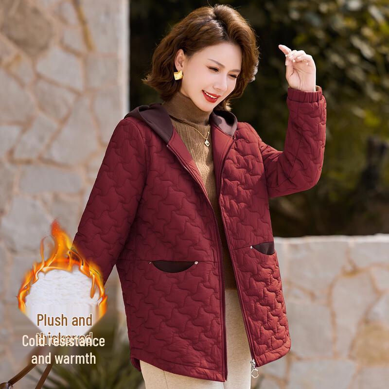 Paster Women s Mid-Length Spliced Hooded Cotton Coat L