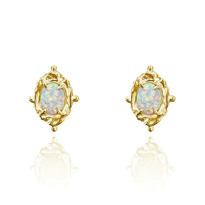 classic opal silver earrings