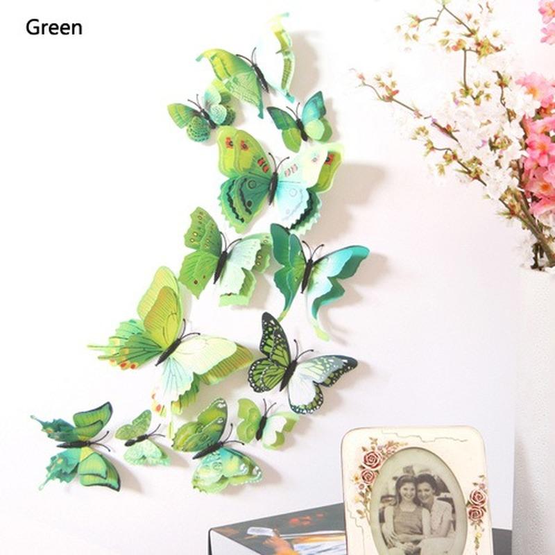12Pcs 3D Double Layer Butterfly Wall Sticker on The Wall for Home Decor DIY Butterflies Fridge Magnet Stickers Room Decoration