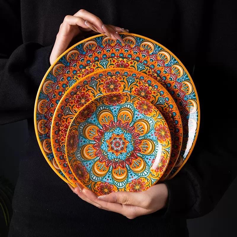 6.5in/8in/10in Ceramic Plates Egg Plate Bone Disc Western Steak Main Course Plates Shallow Flat Plates