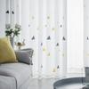 Floral Embroidered Voile Curtains Sheer Light Filtering Privacy Window Treatment for Bay Window Bedroom Partition